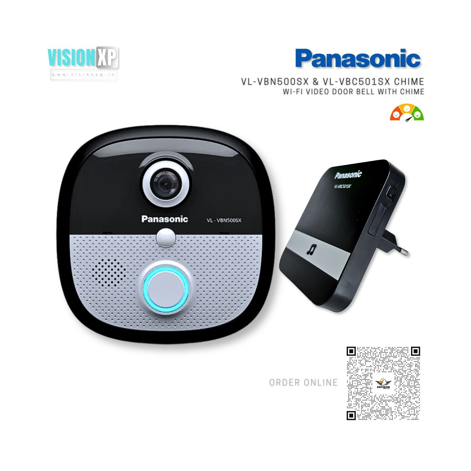 Panasonic VL-VBN500SX WiFi Video Door Bell with VL-VBC501SX Chime