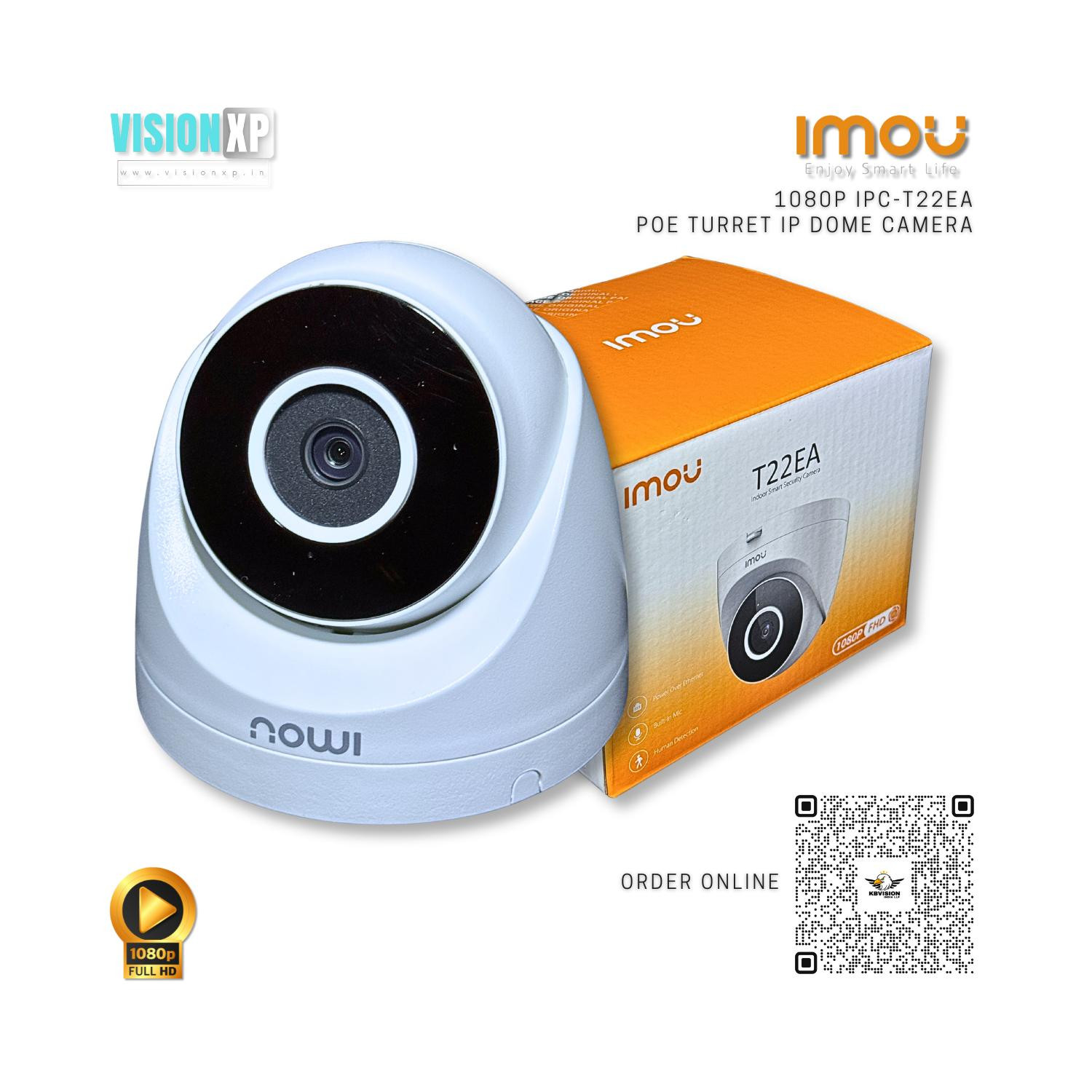 Imou IPC-T22EA 1080P H.265 Turret PoE 2MP Network Dome Camera