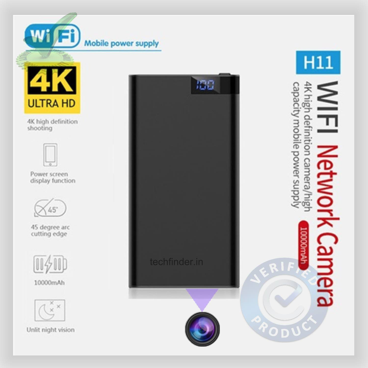 4k WiFi Spy Hidden Camera with Recorder in USB Power Bank